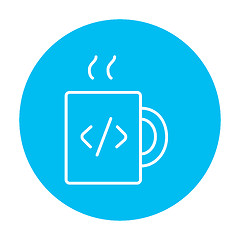 Image showing Cup of coffee with code sign line icon.