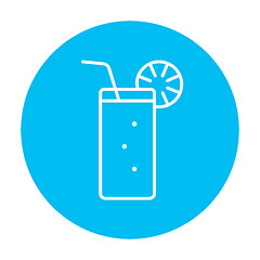 Image showing Glass with drinking straw line icon.