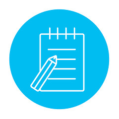 Image showing Writing pad and pen line icon.