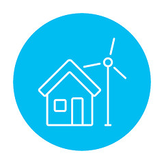 Image showing House with windmill line icon.