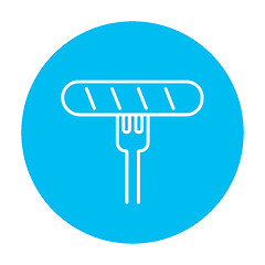 Image showing Sausage on fork line icon.