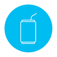 Image showing Soda can with drinking straw line icon.