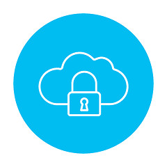 Image showing Cloud computing security line icon.