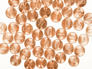 Image showing  Dollar coins 1 cent wheat penny vintage