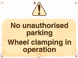 Image showing  Parking sign vintage