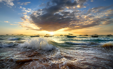 Image showing Boats in the ocean