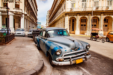 Image showing Old vintage car on the streets of Havana on the island of Cuba