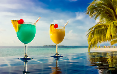 Image showing Cocktail near the swimming pool