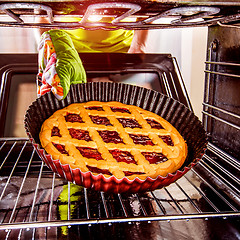 Image showing Cooking in the oven at home.