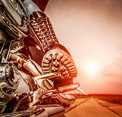 Image showing Biker girl riding on a motorcycle