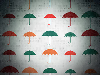 Image showing Privacy concept: Umbrella icons on Digital Paper background