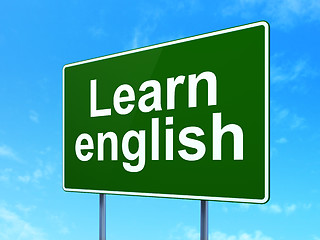 Image showing Education concept: Learn English on road sign background