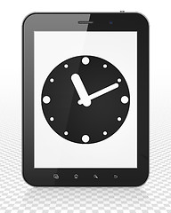 Image showing Timeline concept: Tablet Pc Computer with Clock on display