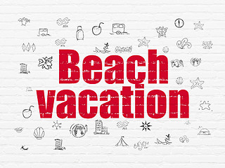 Image showing Vacation concept: Beach Vacation on wall background