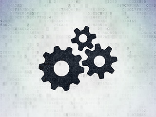 Image showing Data concept: Gears on Digital Paper background