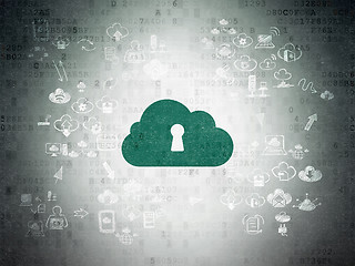 Image showing Cloud technology concept: Cloud With Keyhole on Digital Paper background