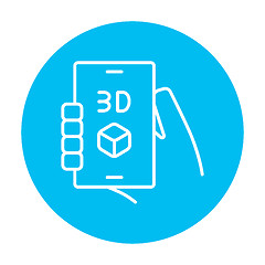 Image showing Smartphone with three D box line icon.