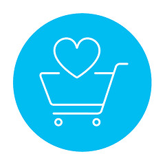 Image showing Shopping cart with heart line icon.