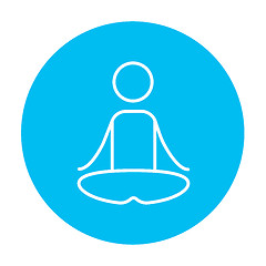 Image showing Man meditating in lotus pose line icon.