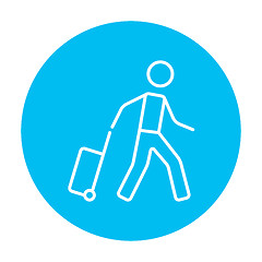 Image showing Man with suitcase line icon.