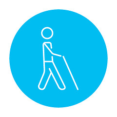 Image showing Blind man with stick line icon.