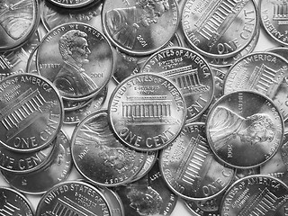 Image showing Black and white Dollar coins background