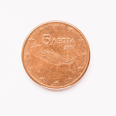 Image showing  Greek 5 cent coin vintage