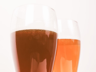 Image showing Retro looking Two glasses of German beer