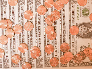 Image showing  Dollar coins and notes vintage