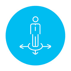 Image showing Businessman in three ways line icon.