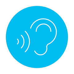 Image showing Ear and sound waves line icon.