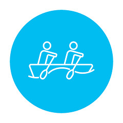 Image showing Tourists sitting in boat line icon.