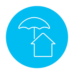 Image showing House under umbrella line icon.