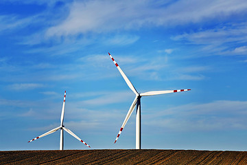 Image showing Windmills at dusk