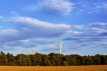 Image showing Windmills at dusk