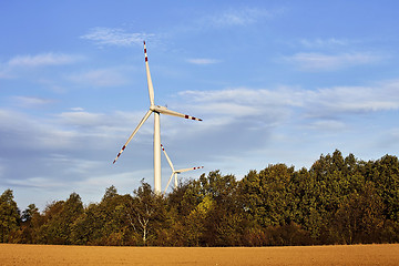 Image showing Single windmill at dusk