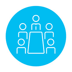 Image showing Business meeting in the office line icon.