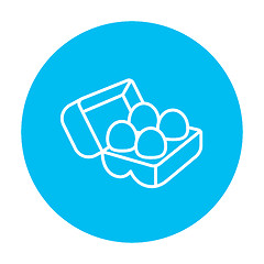 Image showing Eggs in carton package line icon.