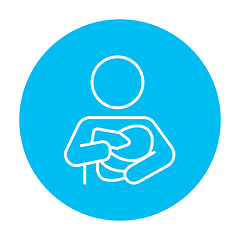 Image showing Woman nursing baby line icon.