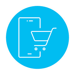 Image showing Online shopping line icon.