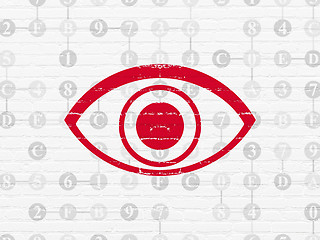 Image showing Security concept: Eye on wall background