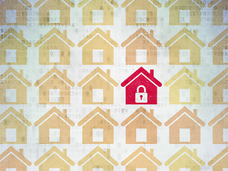 Image showing Privacy concept: home icon on Digital Paper background