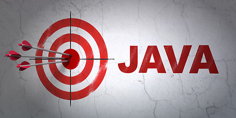 Image showing Software concept: target and Java on wall background