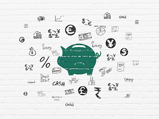 Image showing Money concept: Money Box on wall background