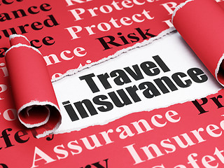 Image showing Insurance concept: black text Travel Insurance under the piece of  torn paper