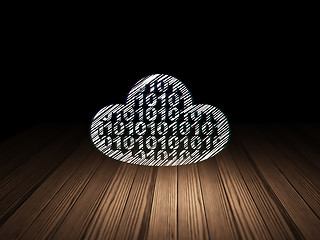 Image showing Cloud technology concept: Cloud With Code in grunge dark room