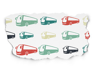 Image showing Vacation concept: Bus icons on Torn Paper background