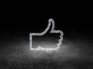 Image showing Social media concept: Thumb Up in grunge dark room