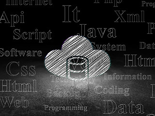 Image showing Programming concept: Database With Cloud in grunge dark room
