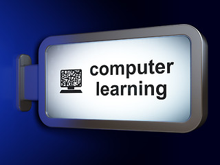 Image showing Studying concept: Computer Learning and Computer Pc on billboard background